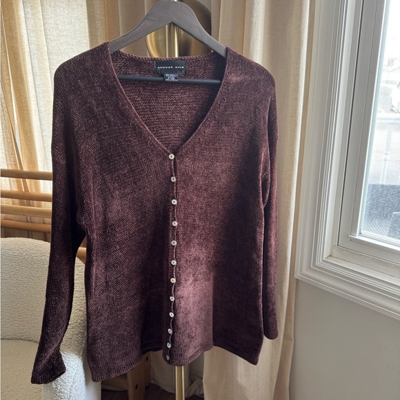 august silk Sweaters - August Silk Women's Burgundy Cardigan